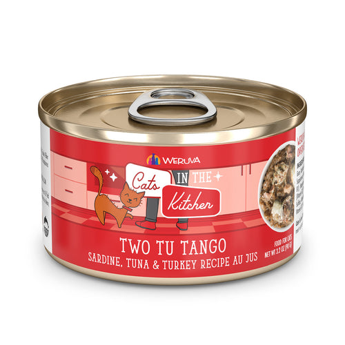 Weruva Cats in the Kitchen Two Tu Tango Sardine, Tuna and Turkey Recipe Au Jus Canned Cat Food (3.2-oz, single)