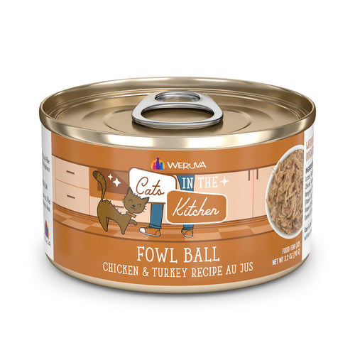 Weruva Cats in the Kitchen Fowl Ball Chicken and Turkey Recipe Au Jus Canned Cat Food (3.2-oz, single can)