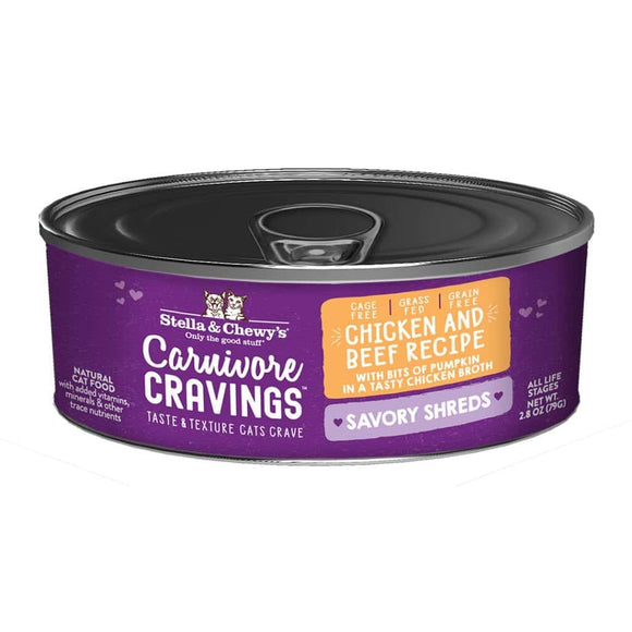 Stella & Chewy's Carnivore Cravings Savory Shreds Chicken & Beef Dinner Recipe Wet Cat Food (2.8-oz)