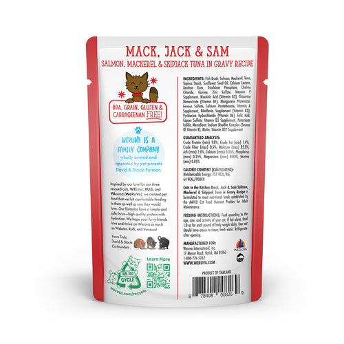 Weruva Cats In the Kitchen Mack Jack and Sam Cat Pouches Wet Cat Food (3-oz, single pouch)