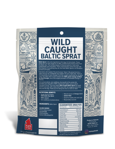 Plato Wild Caught Baltic Sprat Fish Dog Treats (3 oz)