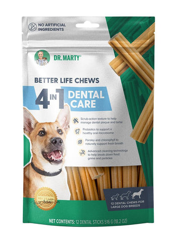Dr. Marty Better Life Dental Chews For Large Dogs- 12 ct Bag