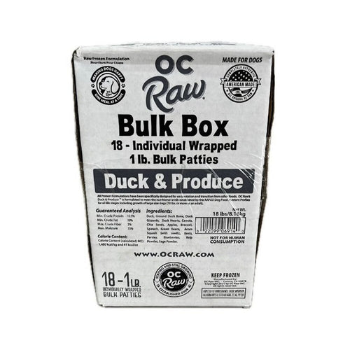 OC Raw Dog Frozen Duck & Produce-18 lb Bulk Box