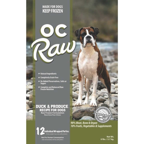 OC Raw Dog Frozen Duck & Produce Patties-6 lb Bag