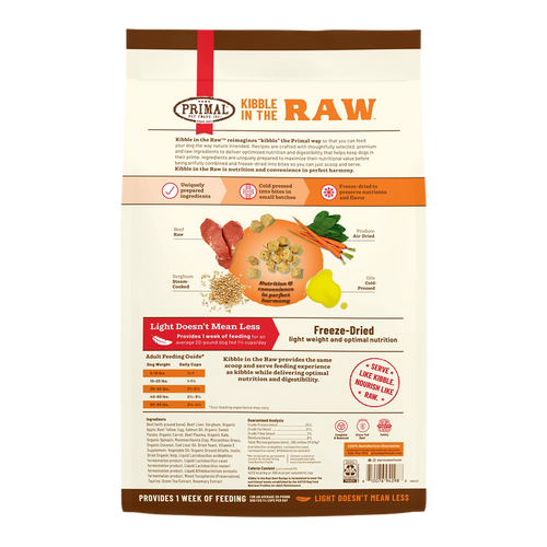 Primal Pet Foods Kibble in the Raw Beef Recipe for Dogs (9 LB)
