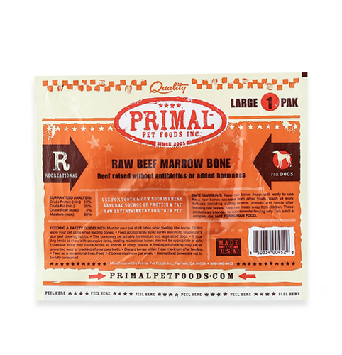 Primal Pet Foods Raw Recreational Beef Marrow Bones (Medium - 1 Pk)