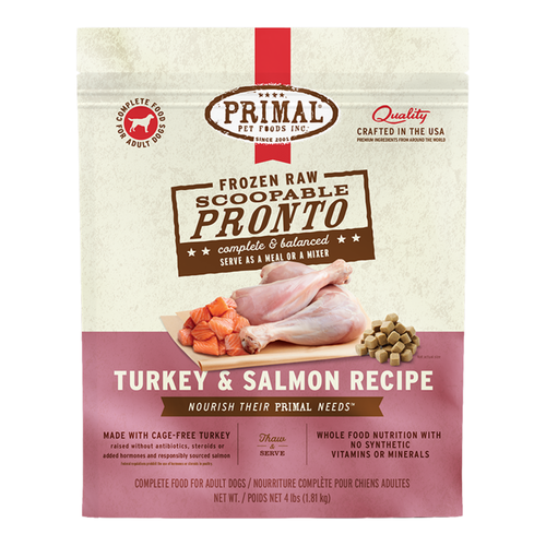 Primal Pet Foods Canine Raw Frozen Pronto (Turkey & Salmon 4 Lb)
