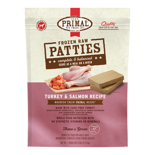 Primal Pet Foods Canine Raw Frozen Nuggets (Turkey & Salmon 6 Lb)