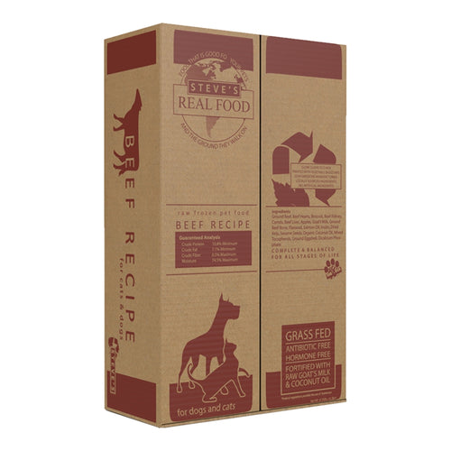 Steve's Real Food Dog & Cat Frozen Beef Nuggets 9.75lb Box
