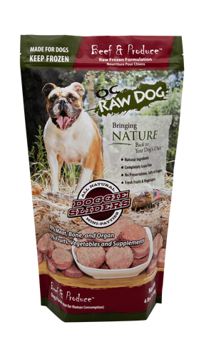 OC Raw Dog Frozen Beef & Produce Sliders (4 Lb. Sliders)