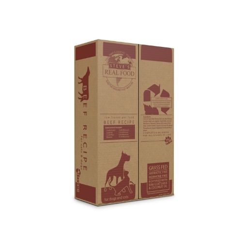 Steve's Real Food BARF Model Raw Beef Diet for Cats and Dogs (20 Lb Box Patties)