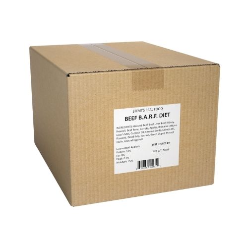 Steve's Real Food BARF Model Raw Beef Diet for Cats and Dogs (20 Lb Box Patties)