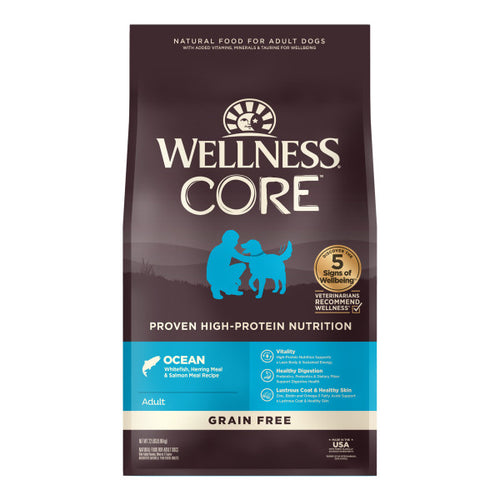 Wellness CORE Natural Grain Free Ocean Whitefish, Herring & Salmon Recipe Dry Dog Food (22-lb)