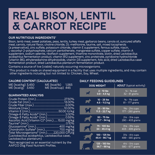 Canidae Grain Free PURE Bison, Lentil & Carrot Recipe Dry Dog Food (10-lb)