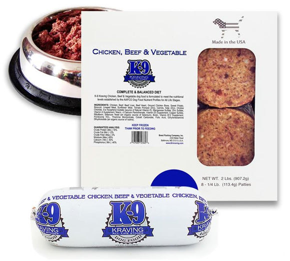 K-9 Kraving Chicken, Beef & Vegetable Raw Dog Food (1 lb Roll)