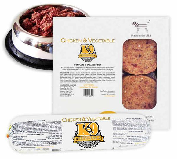 K-9 Kraving Chicken & Vegetable Raw Dog Food (1 lb Roll)