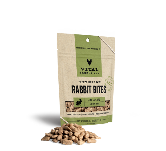 Vital Essentials Freeze Dried Raw Rabbit Bites Cat Treats (.9-oz)