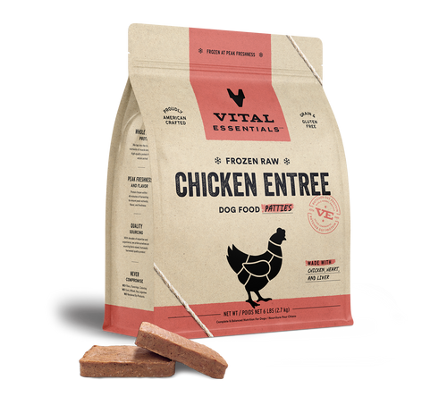 Vital Essentials Frozen Raw Chicken Entree Dog Food Patties (6 lb)
