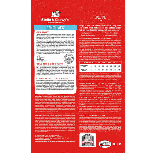 Stella & Chewy's Frozen Raw Dandy Lamb Patties for Dogs (3-lb)
