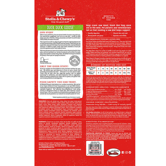 Stella & Chewy's Duck Duck Goose Frozen Raw Patties Dog Food (6-lb)